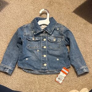 Cat & Jack Light Blue Denim Jacket with Floral Embroidery